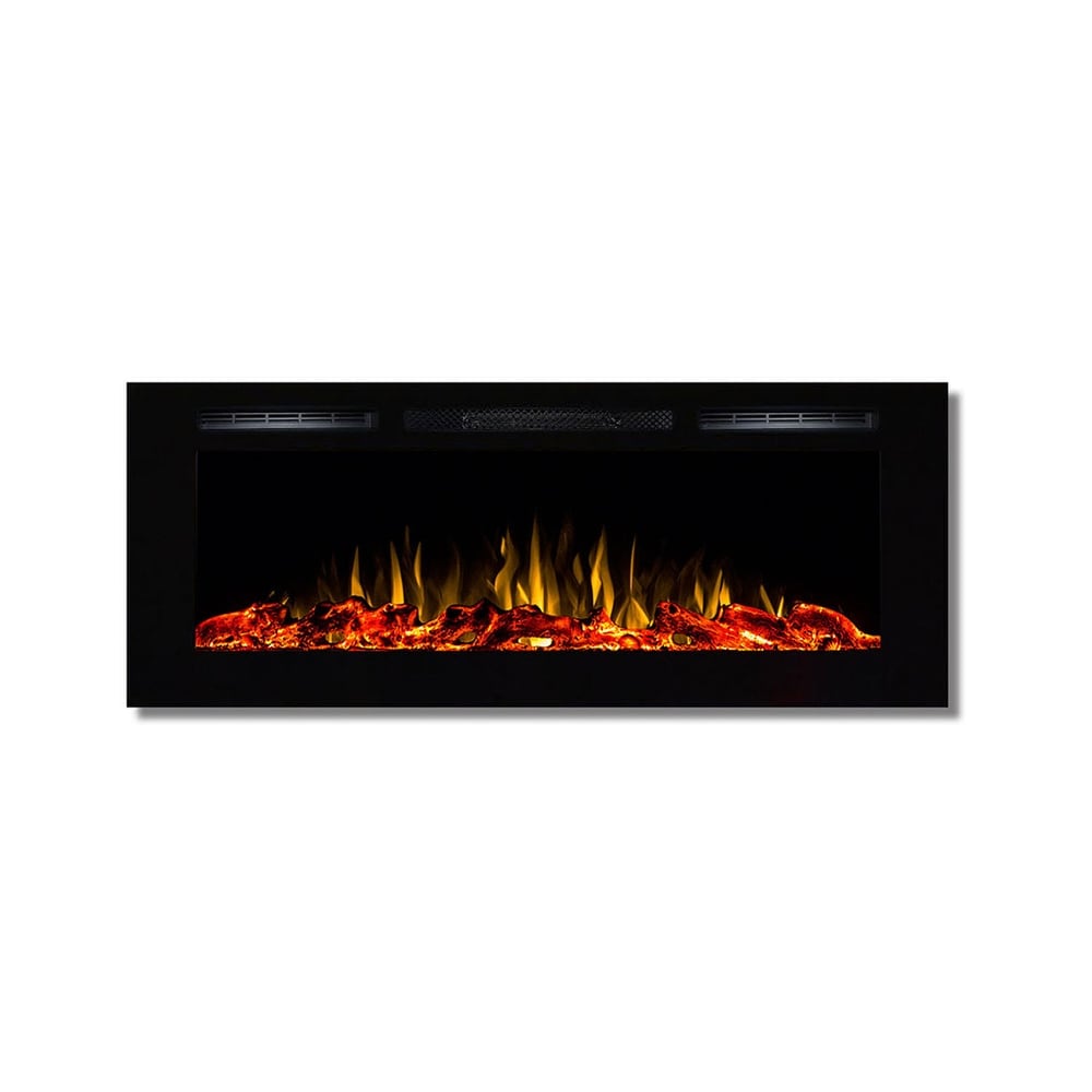JAMFLY Electric Fireplace Wall Mounted 30 Inch Insert 3.86 Inch Super Thin Electric Fireplace Recessed Fit for 2 x 6 and 2 x 4 Stud Adjustable 12 Flame LED Bed Colors Remote Control with Touch Screen